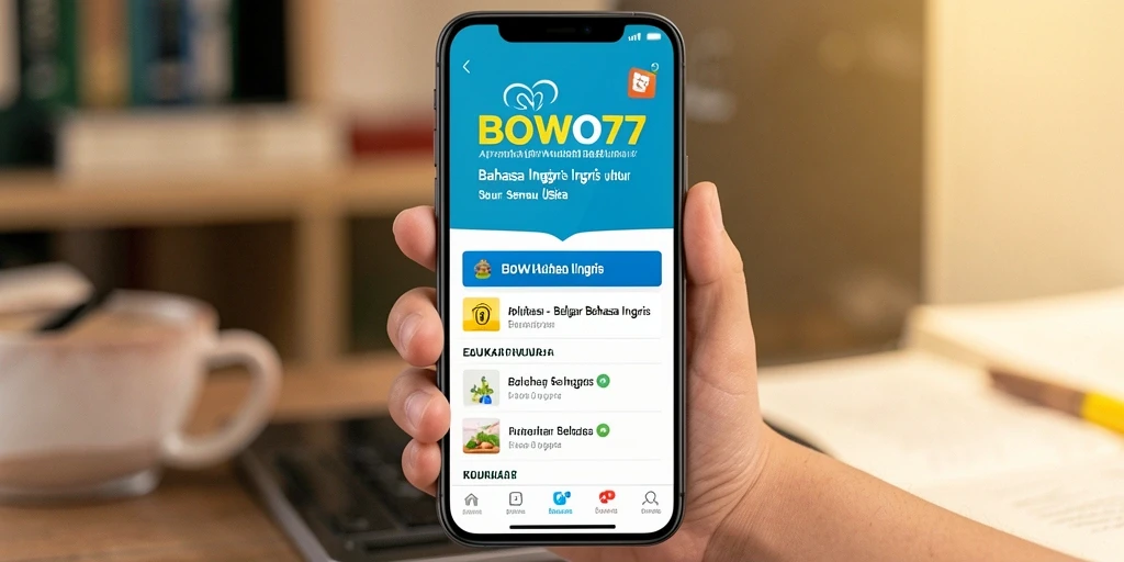 Tampilan antarmuka BOWO77 yang ramah pengguna untuk belajar Bahasa Inggris.
