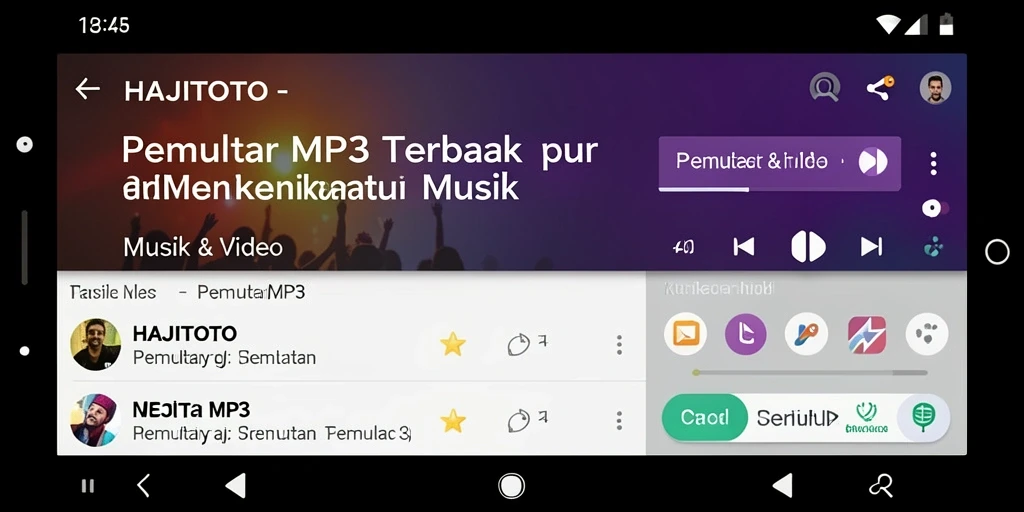 Antarmuka pemutar MP3 HAJITOTO yang menarik dan fungsional.