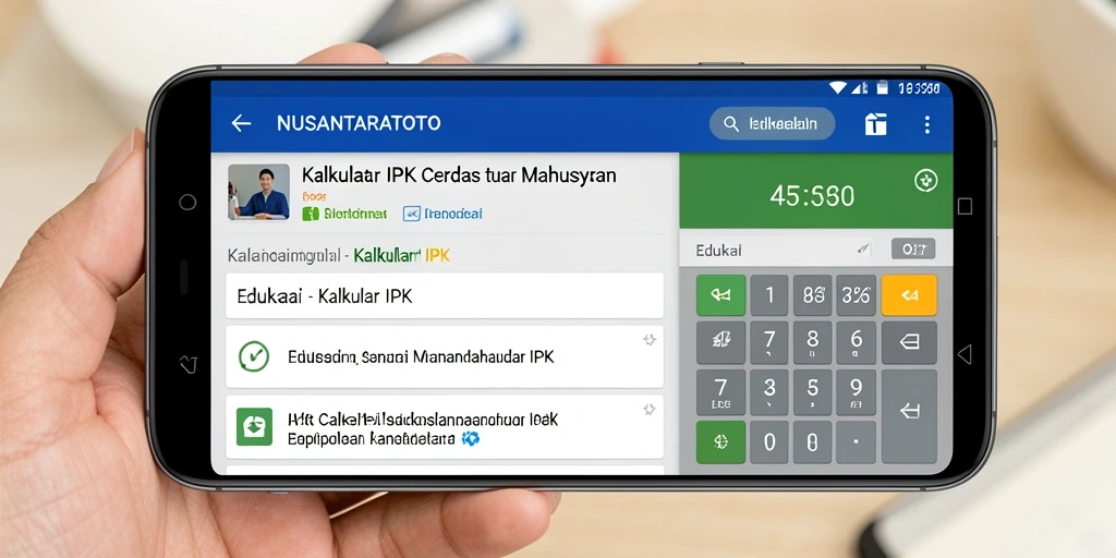Tampilan antarmuka aplikasi NUSANTARATOTO untuk Kalkulator IPK yang user-friendly.