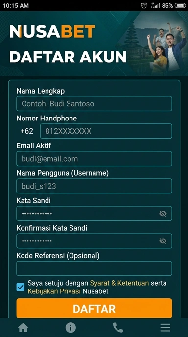 Panduan Lengkap Registrasi Akun Nusabet untuk Android
